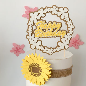 Pinfliers Rustic Theme Milestone Birthday Party Paper Cake Topper